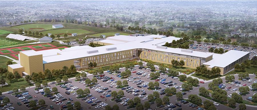 Lindbergh High School exterior aerial rendering Lindbergh High School exterior aerial rendering